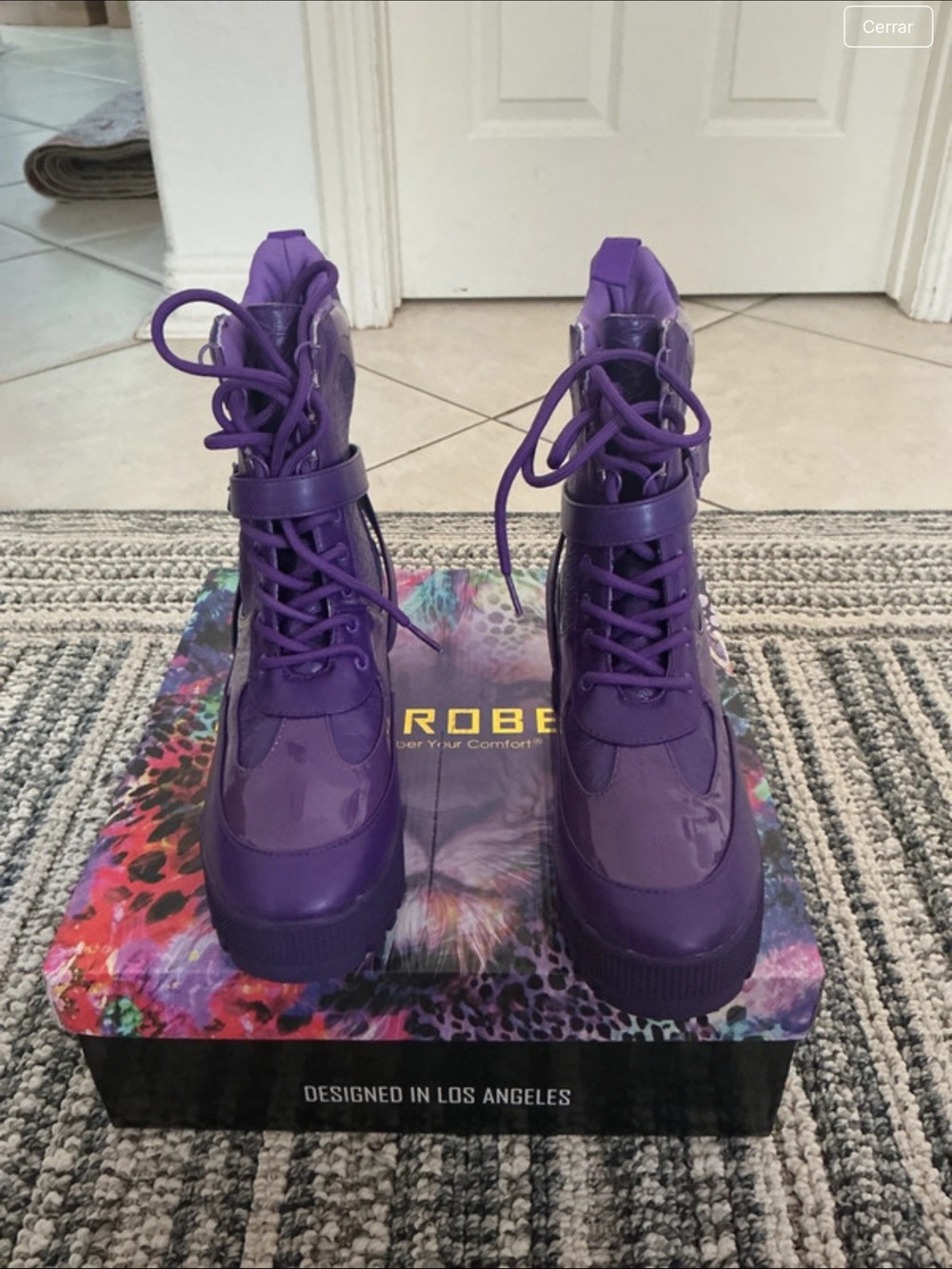 Cape Robbin Purple Lace-Up Chunky Ankle Boots - Picture 4 of 7